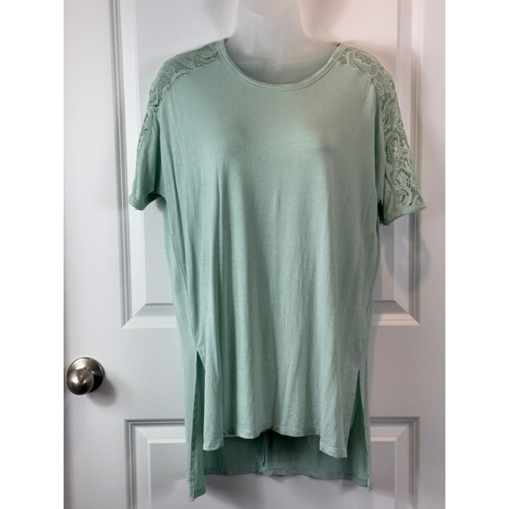 ZENANA PREMIUM Women's Mint Green‎ Lace Sleeve Tunic Top Size S